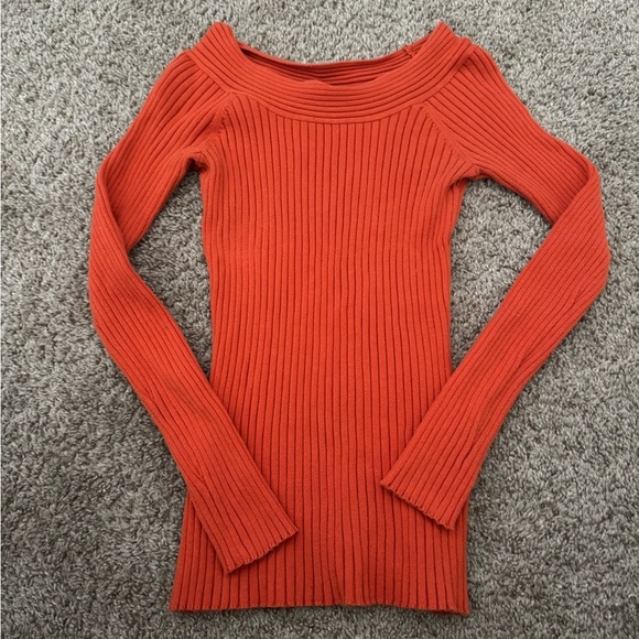 Chadwicks Tops - Chadwicks Wide Neck Women’s Sz S Long Sleeve Ribbed Pullover Sweater Orange